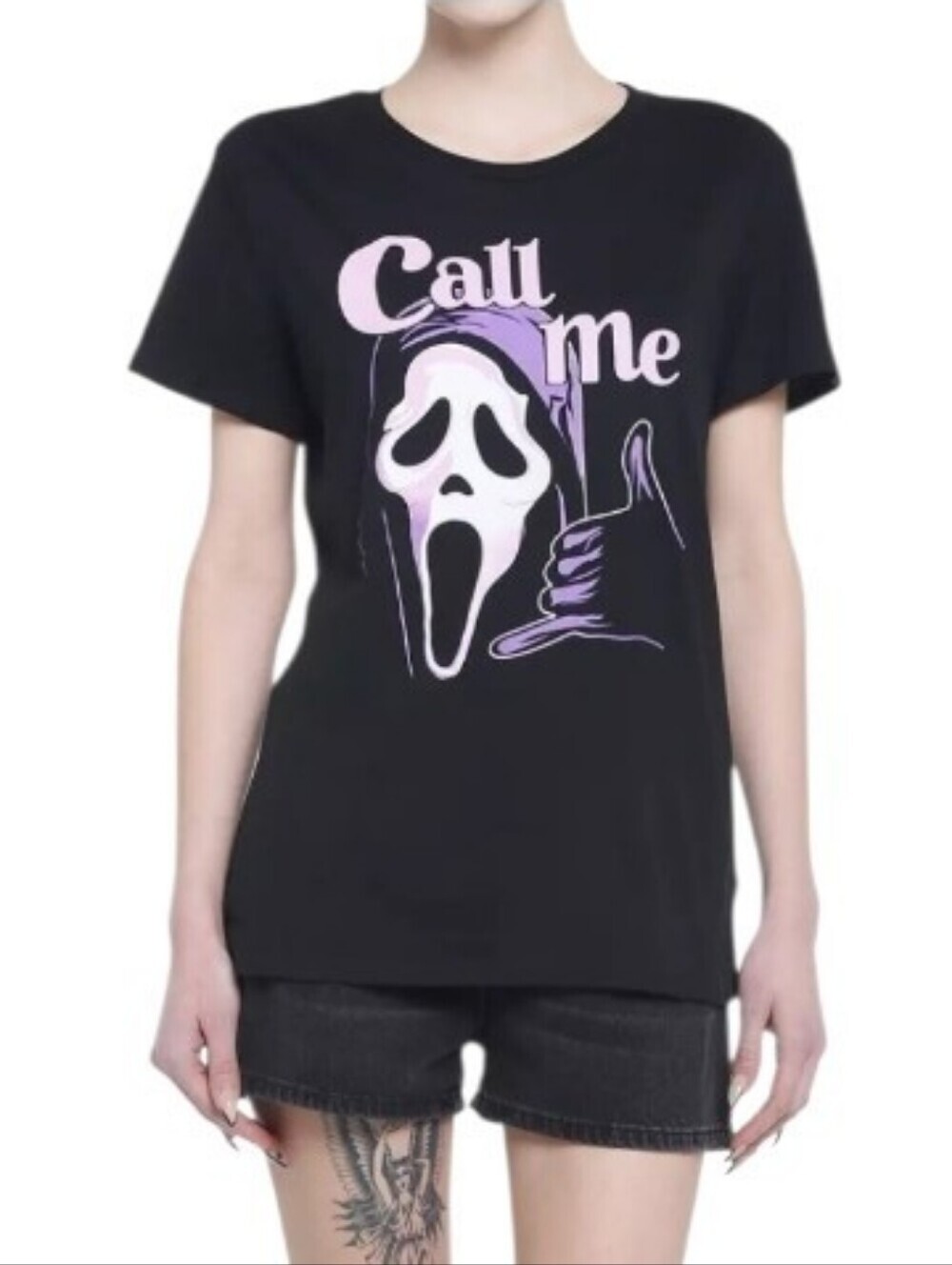Scream Ghost Face Call Me LG Boyfriend Fit Girls T-Shirt - Picture 13 of 13